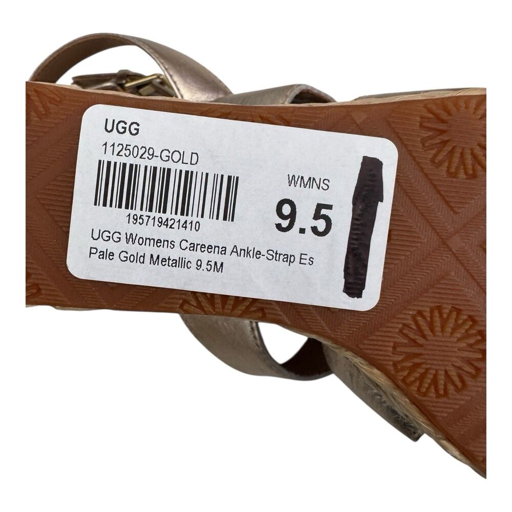 UGG Careena Ankle Strap Wedge Sandals 1125209 Women’s 9.5 Pale Gold Metallic - Picture 8 of 9